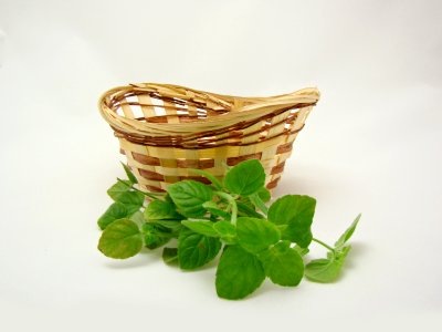 Basket and leaves of mint