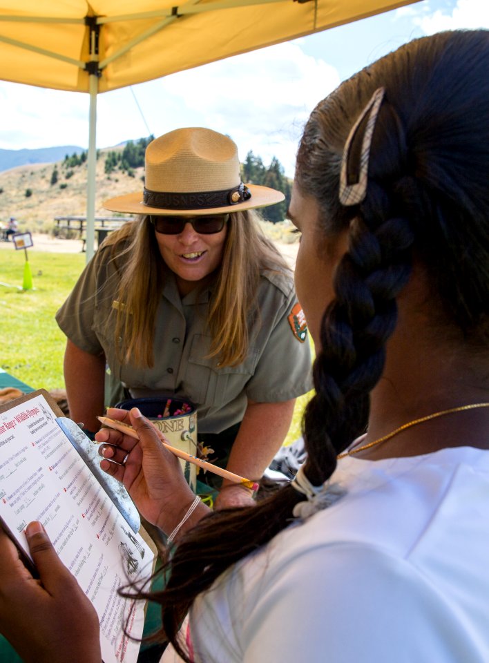 Signing up for the Wildlife Olympics in Mammoth Hot Springs