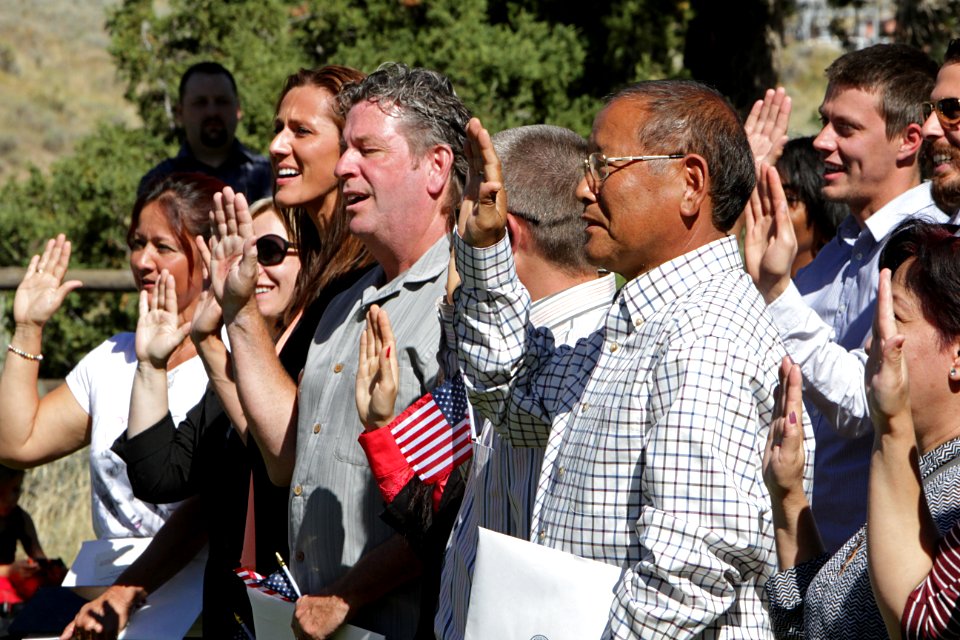 Naturalization ceremony in Mammoth Hot Springs