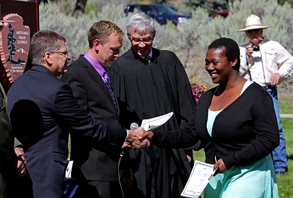 Naturalization Ceremony at Mammoth Hot Springs in Yellowstone National Park