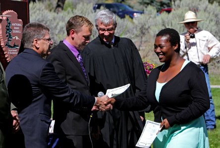 Naturalization Ceremony at Mammoth Hot Springs in Yellowstone National Park photo