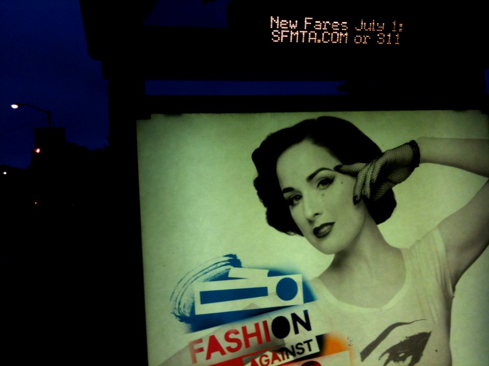 dita at a bus stop