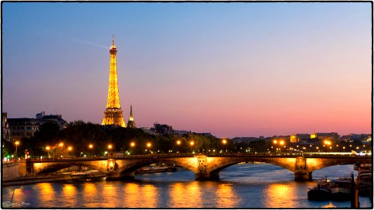 Eiffel Tower sunset, Paris photo
