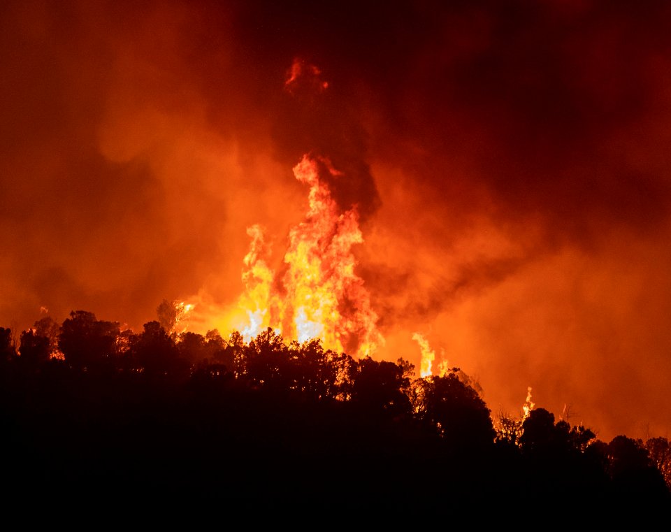 Active fire behavior captured the night of August 13