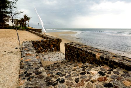 Sea wall at the SO Sofitel Hua Hin resort on Cha-am beach, Thailand. photo