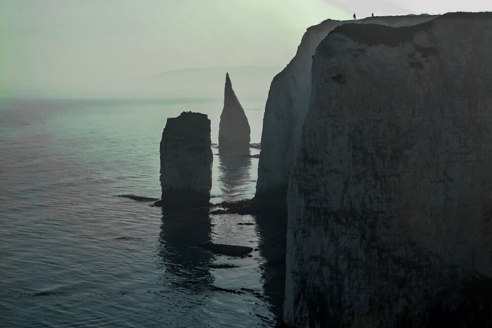 The fog old harry rocks sea