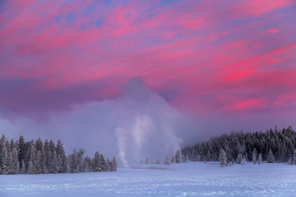 Winter dawn, Upper Geyser Basin