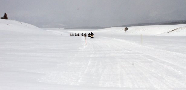 Snowmobilers in Hayden Valley photo