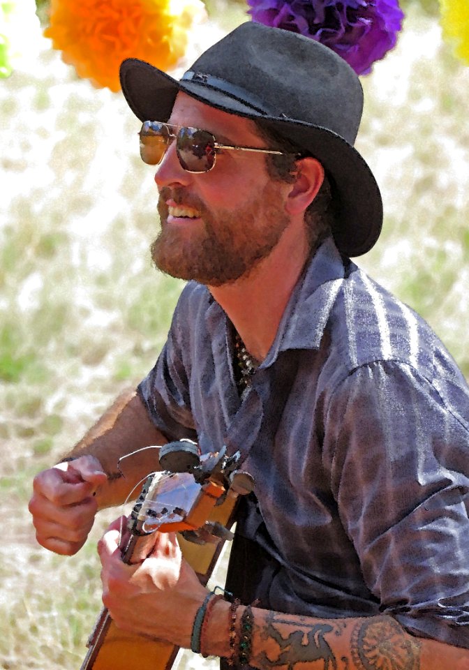 BORDERLAND FESTIVAL 2019 - Coronado National Memorial -52 - Derren Crosby of Maha Via Flamenco - PHOTOSHOP WATERCOLOR