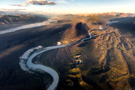 Sunset shadows on the Chitina (left) and Tana (right rivers photo