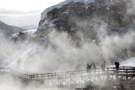 Exploring the boardwalks at Mammoth Hot Springs photo