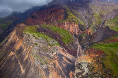 Cliffs and waterfalls at Skolai Pass photo