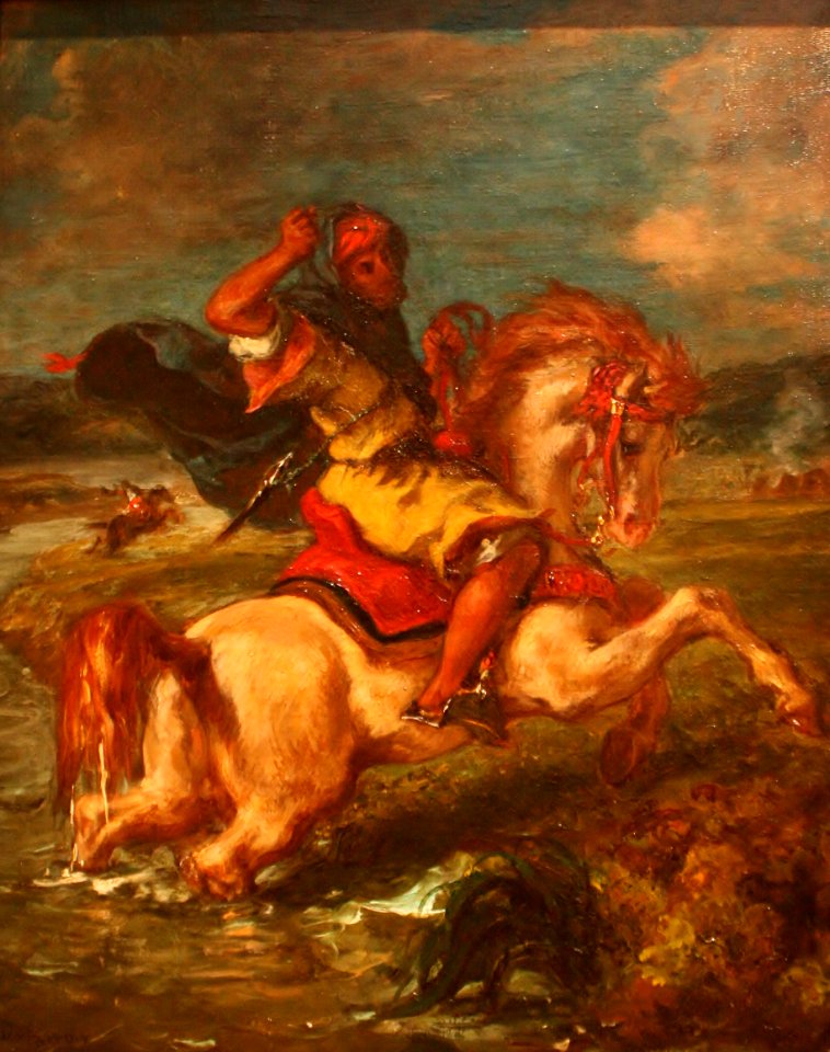 Moroccan Horseman Crossing a Ford, about 1850, Eugene Delacroix (1798-1863), Getty Center, Los Angeles California