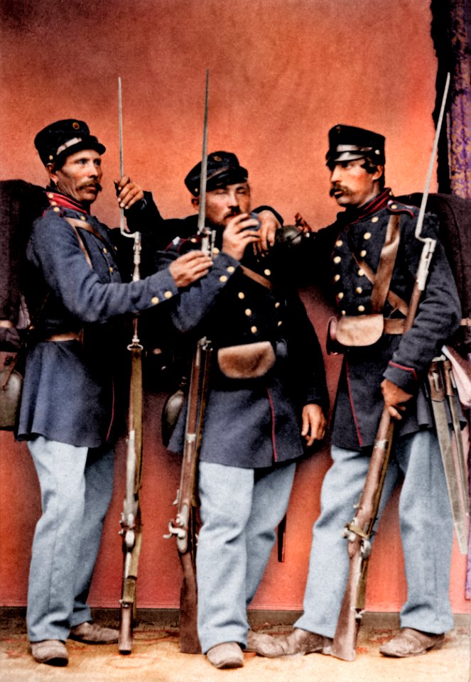 menige soldater, 1864 - colorized