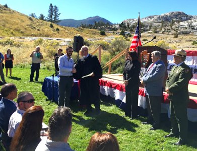 Naturalization ceremony in Mammoth Hot Springs