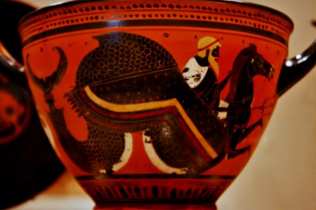 Terracotta Skyphos (deep drinking cup),  Greek, Attic, black - figured, ca. 500 B.C., Metropolitan Museum of Art, New York, 2009