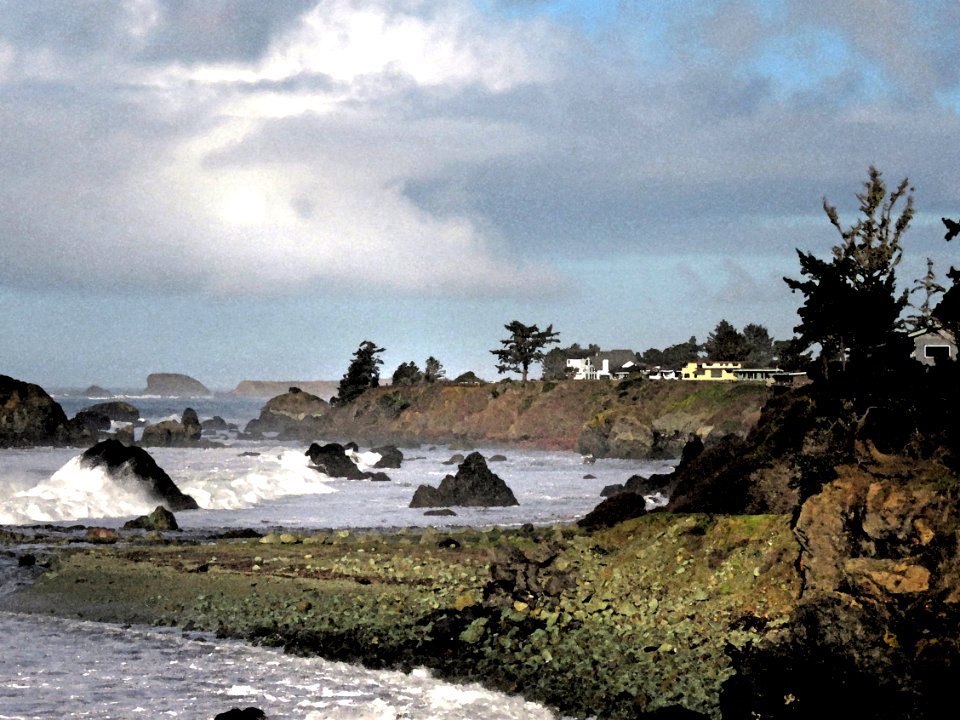 010 - BATTERY POINT LIGHTHOUSE & PEBBLE BEACH DRIVE (1-7-2021) crescent city, del norte co, ca -24 - PHOTOSHOP WATERCOLOR