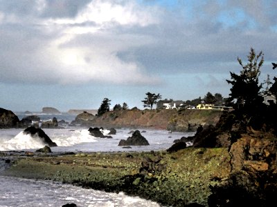 010 - BATTERY POINT LIGHTHOUSE & PEBBLE BEACH DRIVE (1-7-2021) crescent city, del norte co, ca -24 - PHOTOSHOP WATERCOLOR