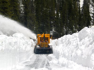 Blowing snow on East Entrance Road photo