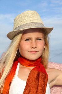 Portrait orange scarf beauty photo