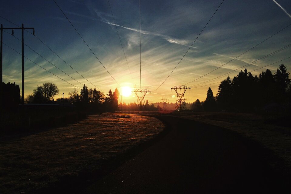 Power lines landscape nature