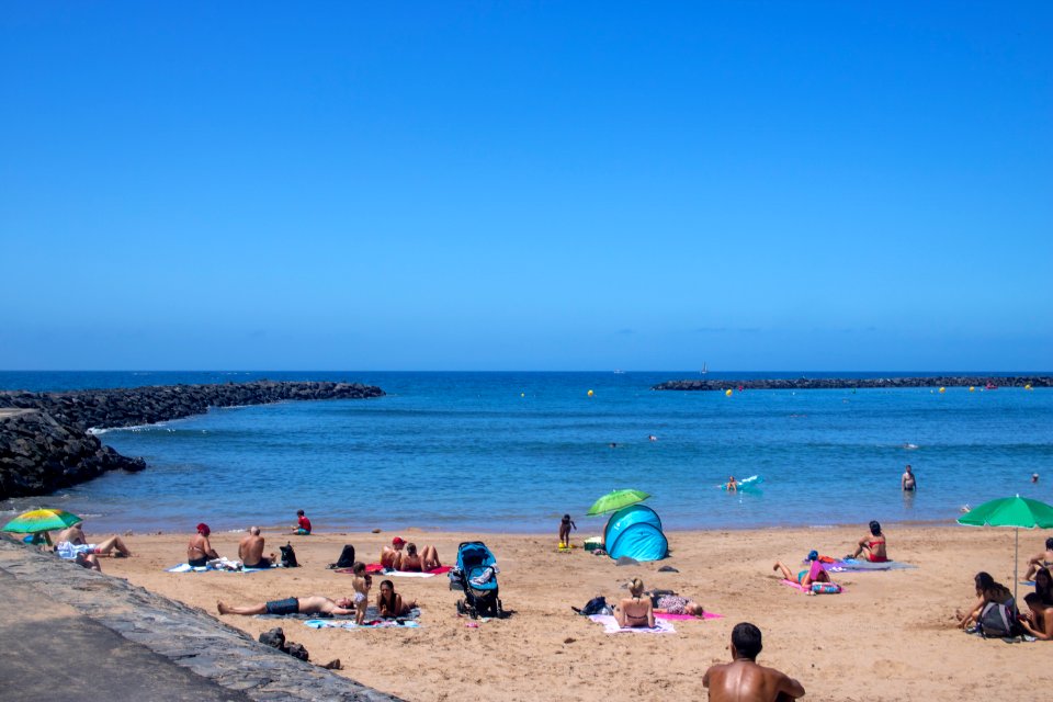 Playa de las Américas Beach, Tenerife in front of Clear Blue Sky