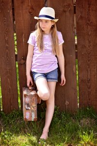 Girl blond long hair