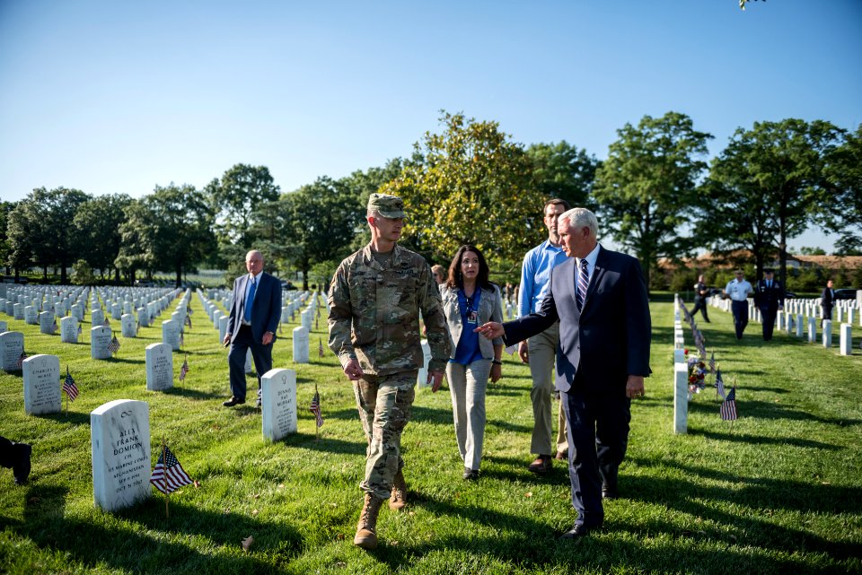 Vice President Mike Pence Visits Section 60 During Flags In at Arlington National Cemetery