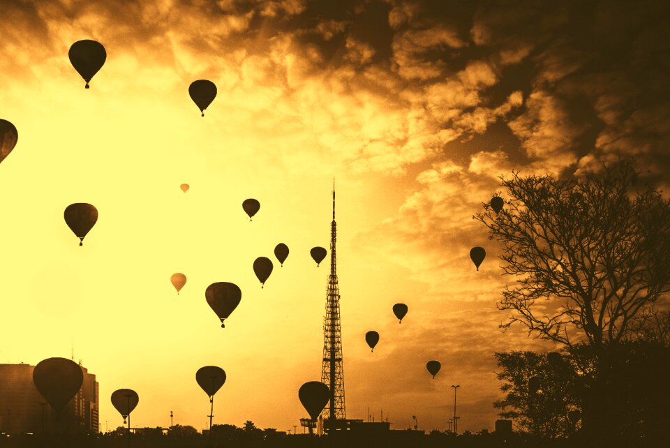 Flight adventure sunset