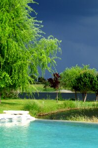 Lake thunderstorm swimming pool