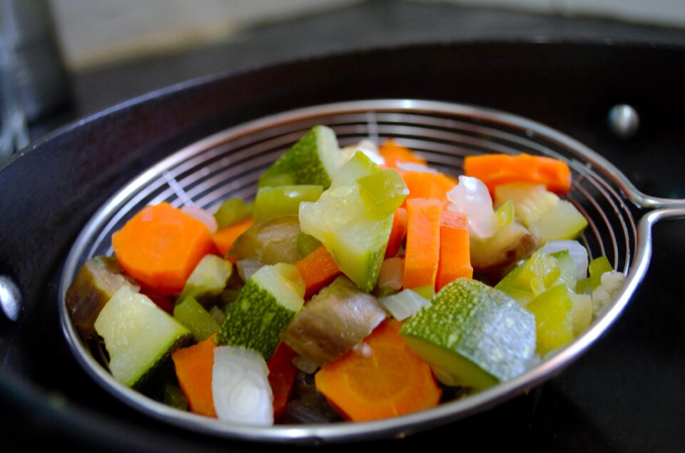 Chopped veggies sieve
