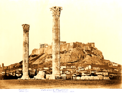 View of Temple of Jupiter and Plaka, ca. 1875 photo