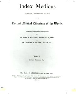 Index Medicus 1879 portada 1er Vol