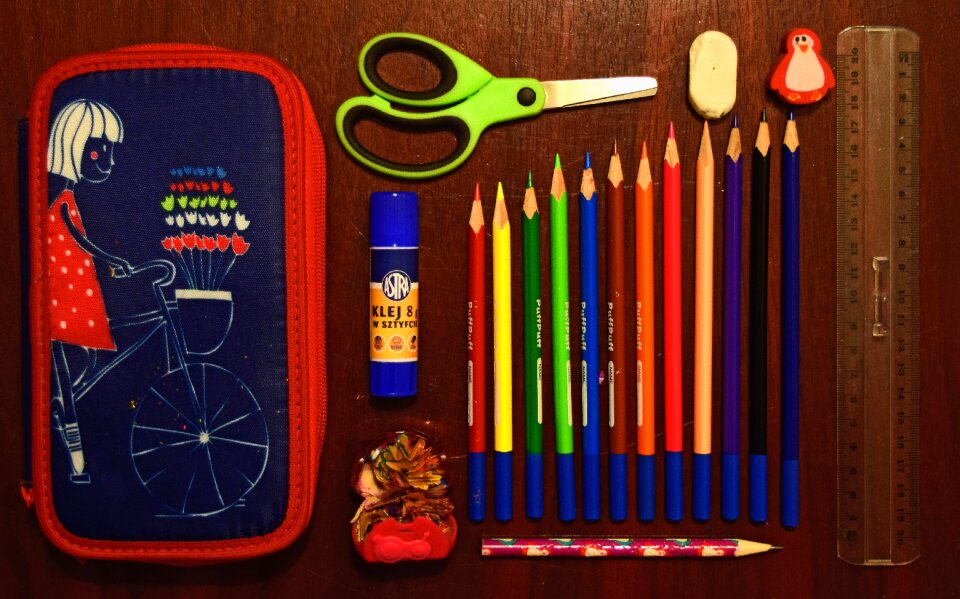 Supplies glue colorful