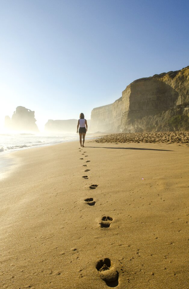 Walking woman footprints