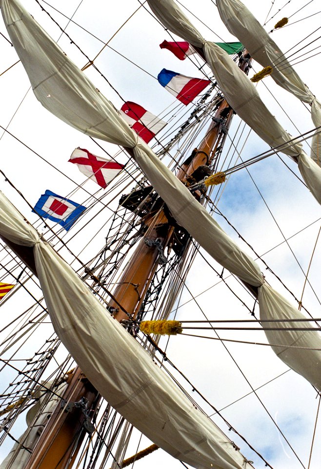 Mast, sails and a lot of ropes