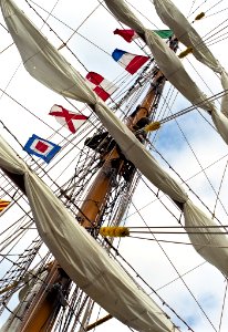 Mast, sails and a lot of ropes