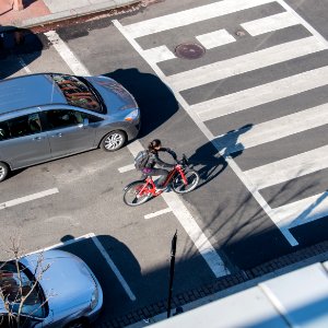 bike share rider from above