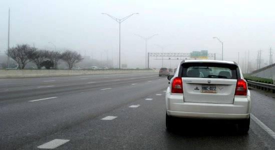 Backed Up Exit Lane, in the Fog photo