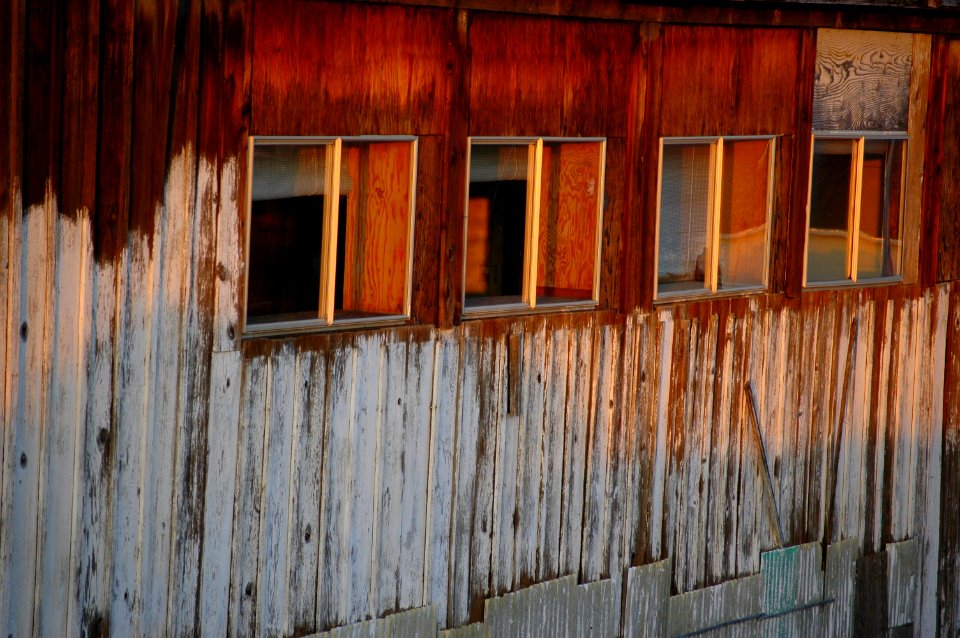 Wooden warehouse in sunset