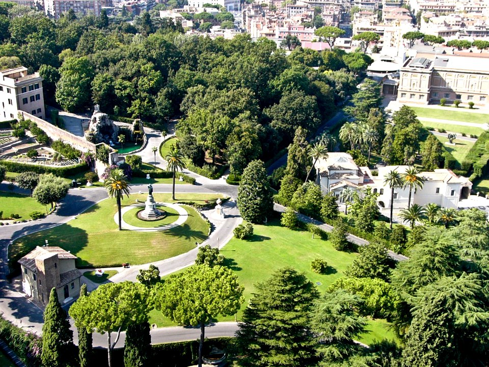 Vatican: rooftop view of gardens and mansions