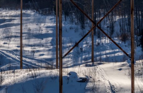 Power Lines and Shaded Snow