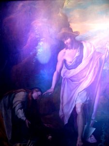 Basilica St. Maria de Angelico: magic light shining on religious painiting