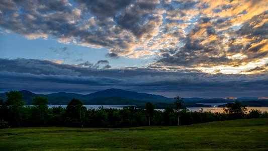 Last gasps of daylight at Moosehead Lake in Maine, USA