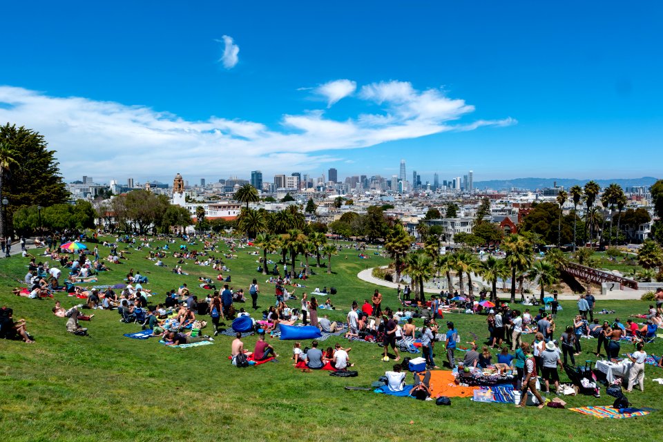 Mission Dolores Park on a summer afternoon