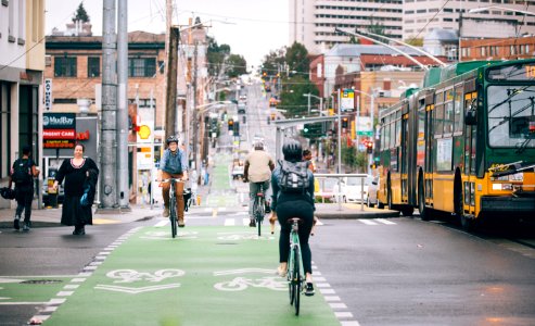 floating bus stop bidirectional left-turn box crossbike broadway seattle photo