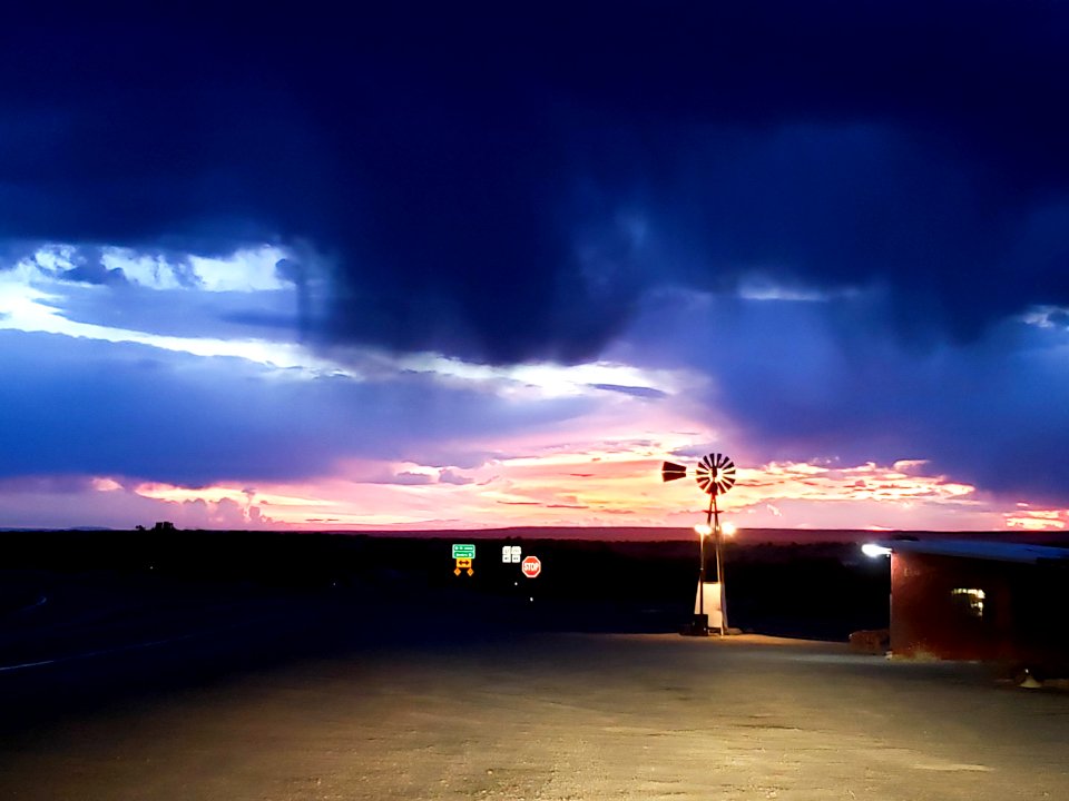 passing through a Navajo reservation at sunset