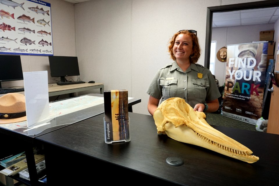 Ranger Helen at the Gulf Coast Visitor Center