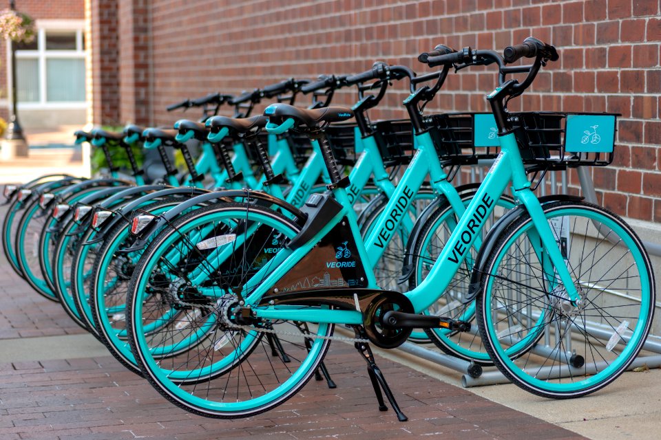 Corral of VeoRide Dockless Bike Share