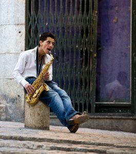 Instrument man saxophone photo